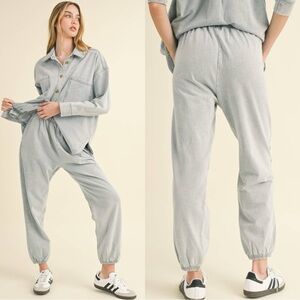 Miou Muse Oversized Washed Indigo Cotton Sweatpants Joggers Medium